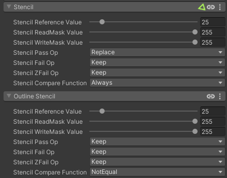 Stencilled Outline Settings